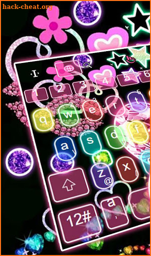 Neon Sparkling Heart Keyboard Theme screenshot