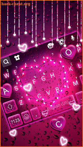 Neon Streaks Heart Keyboard Background screenshot
