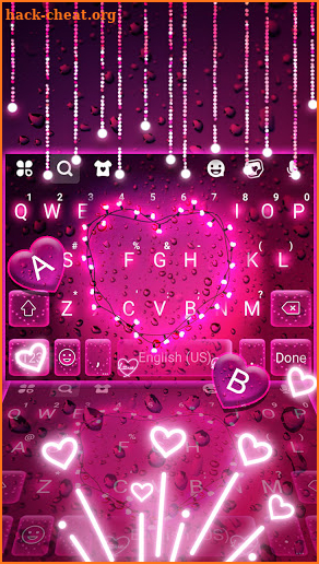 Neon Streaks Heart Keyboard Background screenshot