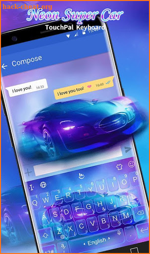 Neon Super Car Keyboard Theme screenshot
