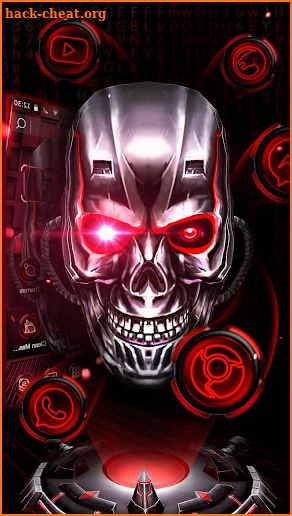 Neon Tech Skull 3D Theme screenshot