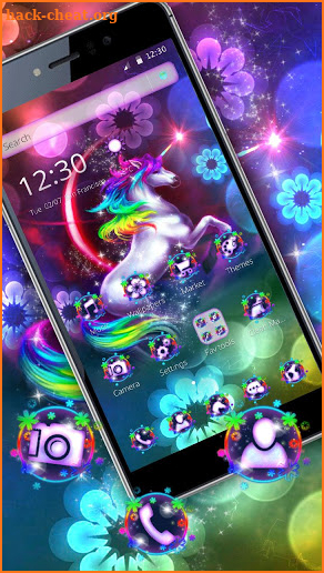 Neon Unicorn Flower Theme screenshot