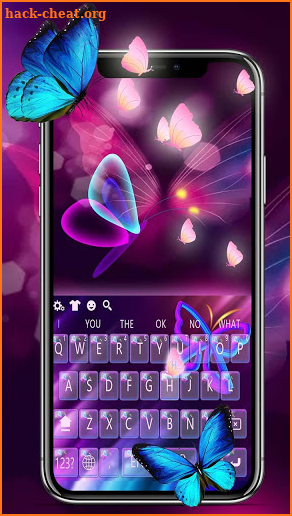 Neon Violet Butterfly Keyboard screenshot