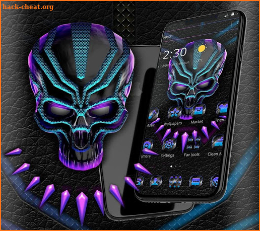 Neon Violet Tech Skull Theme screenshot