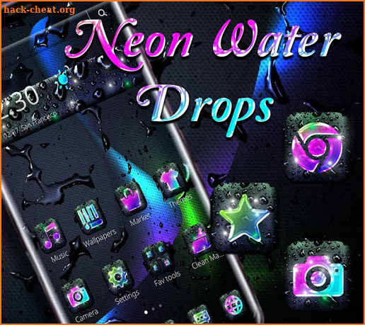 Neon Water Drops Theme screenshot