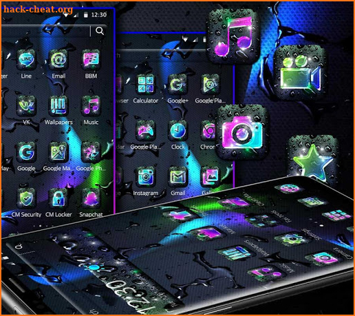 Neon Water Drops Theme screenshot