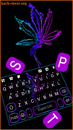 Neon Weed Black Keyboard Background screenshot