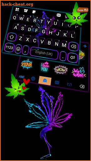 Neon Weed Black Keyboard Background screenshot