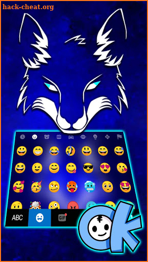 Neon Wolf Blue Keyboard Background screenshot