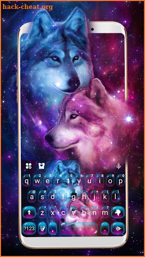 Neon Wolf Galaxy Keyboard Theme screenshot
