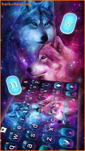 Neon Wolf Galaxy Keyboard Theme screenshot
