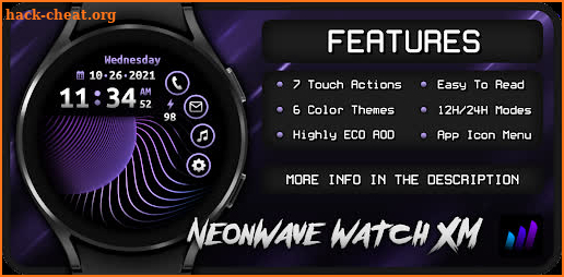 NeonWave XM Wear OS Watch Face screenshot