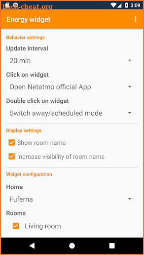 Netatmo energy widget screenshot