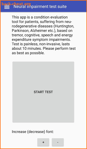 Neural Impairment Test Suite screenshot