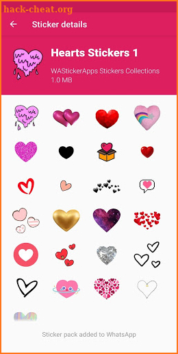 New hearts stickers WAStickerApps screenshot