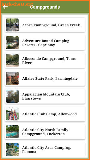 New Jersey Campgrounds screenshot