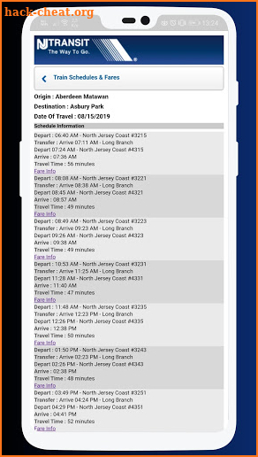 New Jersey Transit screenshot
