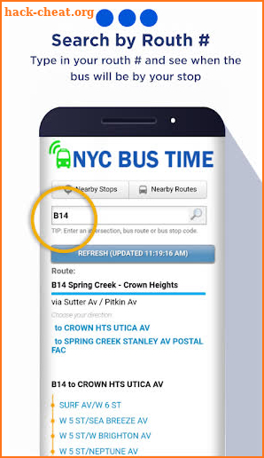 New York Bus Time App screenshot