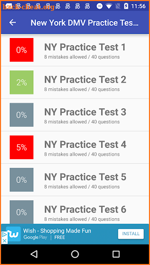 New York DMV practice test screenshot