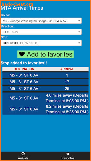 New York MTA Bus Time screenshot