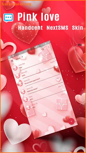 Next SMS Pink Love 2 Skin screenshot