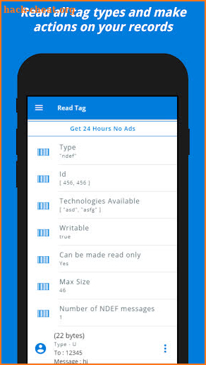 NFC write and read tags screenshot