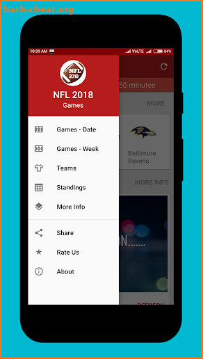 NFL 2018 Schedule screenshot