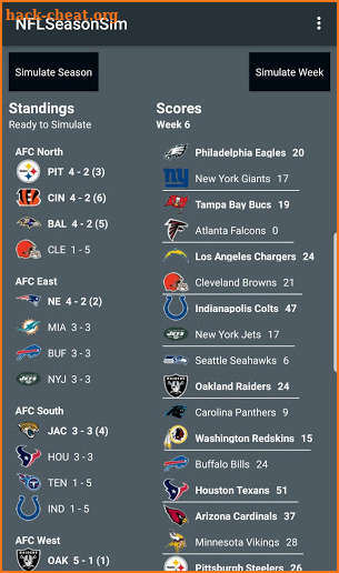 NFL Season Simulator screenshot