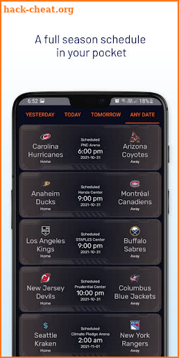 NHL Recaps Stats Schedule Hockey Highlights screenshot