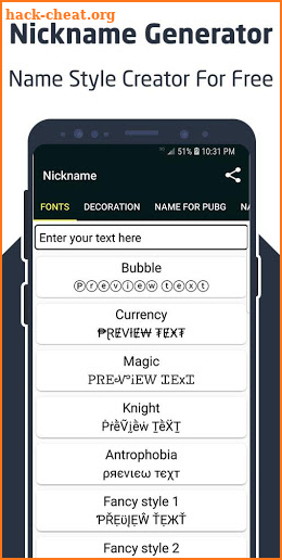 Nickname – for games, profiles, or social networks screenshot
