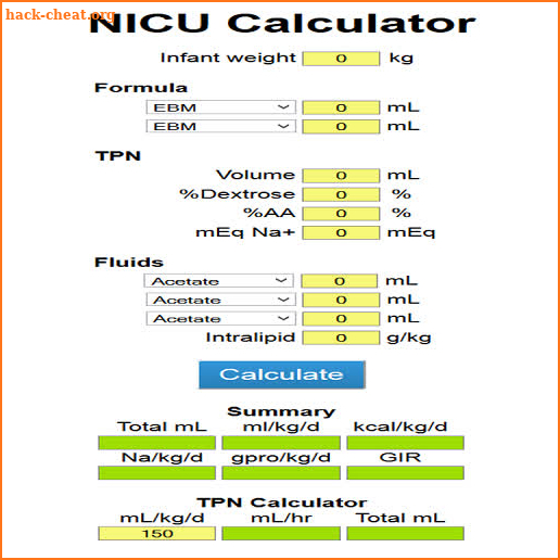 NICU Calculator 2023 screenshot