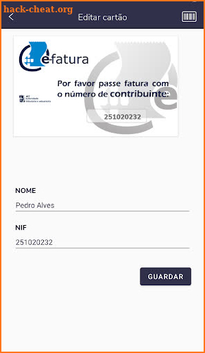 NIF's - Cartões e-fatura screenshot