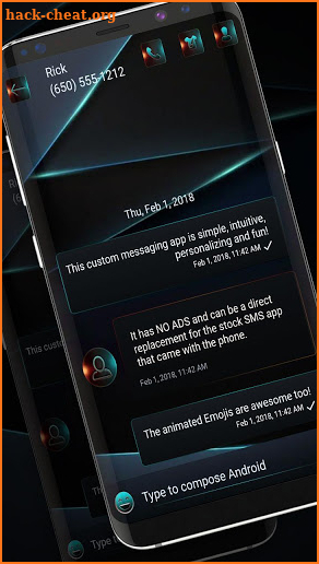 Night Mode SMS Messenger Theme screenshot