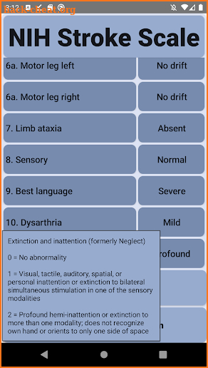 NIH Stroke Scale screenshot