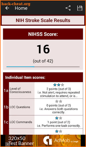NIH Stroke Scale (NIHSS) screenshot