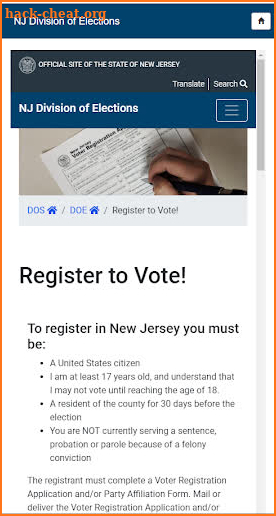 NJ Elections screenshot