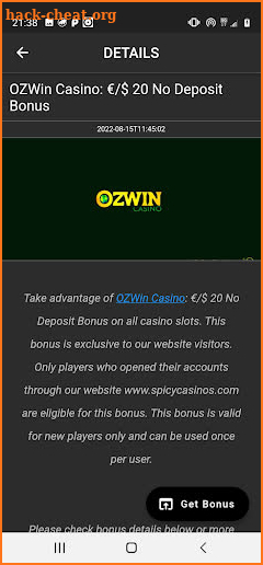 No Deposit Casino Welcome Spin screenshot