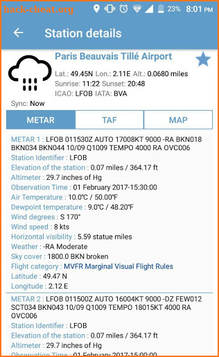 NOAA Aviation Live Sky Weather screenshot