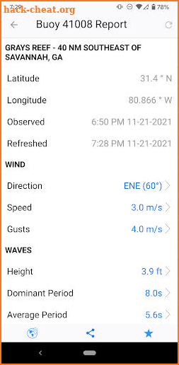 NOAA Buoy Reports & Data screenshot