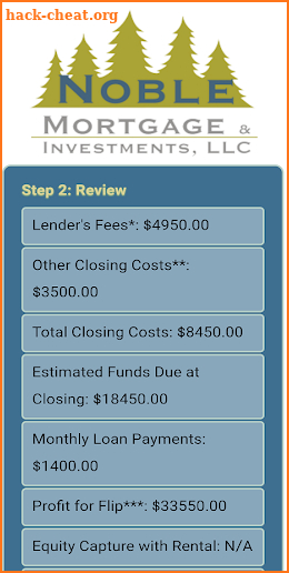 Noble Mortgage Calculator screenshot