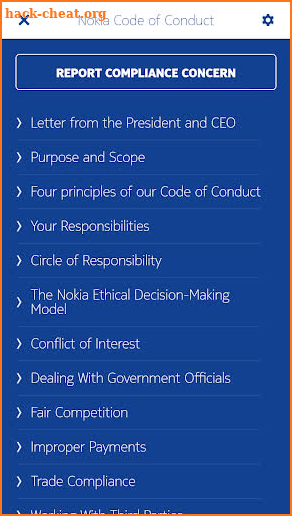 Nokia Code of Conduct screenshot
