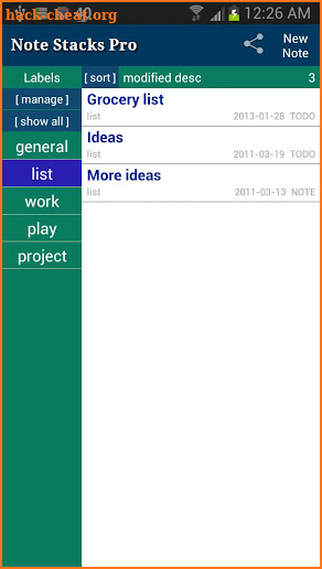 Note Stacks Pro (Notebook) screenshot