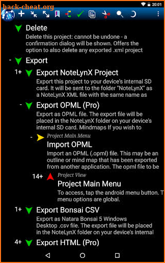 NoteLynX Pro Outliner Mindmap Wiki screenshot