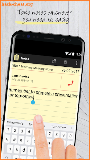 Notes with Caller ID screenshot