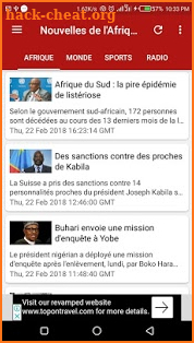 Nouvelles de l'afrique screenshot