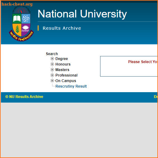NU Result screenshot
