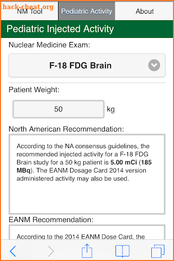 Nuclear Medicine Dose Tools screenshot