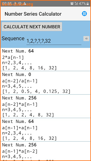 Number Series Calculator screenshot