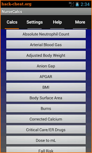 NurseCalcs screenshot