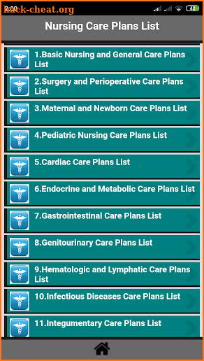 Nursing Care Plans List screenshot